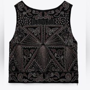 Zara Embroidered Velvet Top